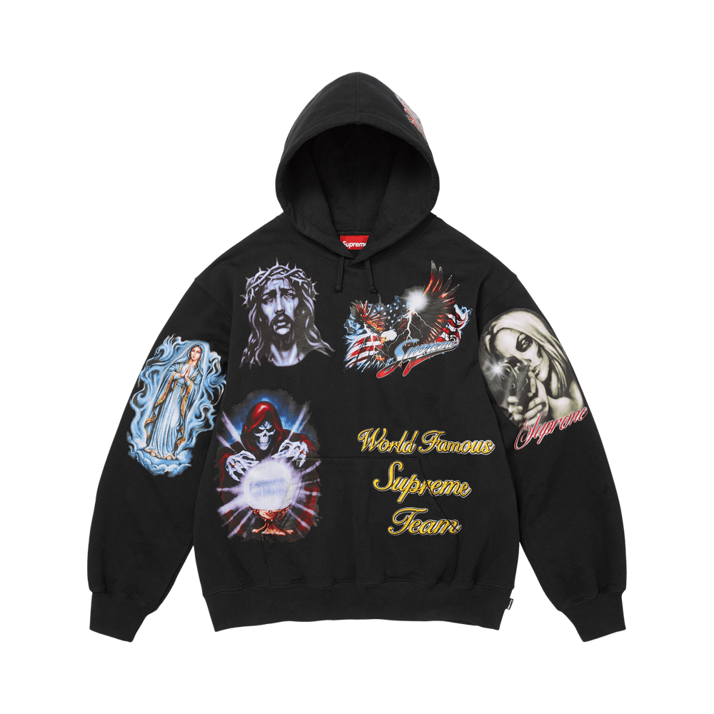 Supreme Stickers Hooded Sweatshirt Black